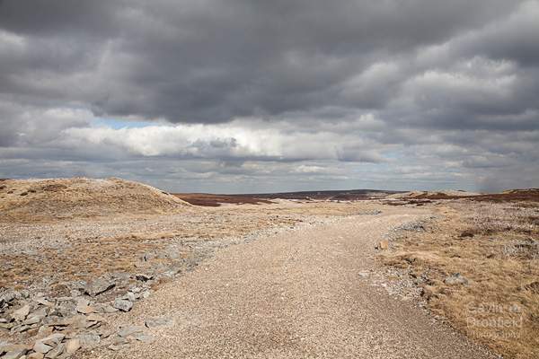 track running over the devastated lead-mined landscape of melbecks moor