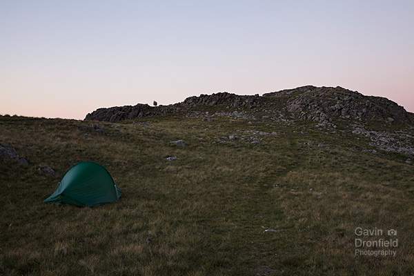 My tent pitched under the summit crag of Great Knott