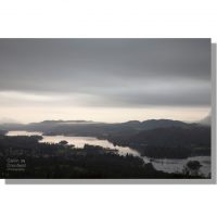 moody Lake Windermere from Orrest Head at dawn