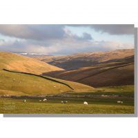 cowside beck valley zigzags towards great whernside in winter light