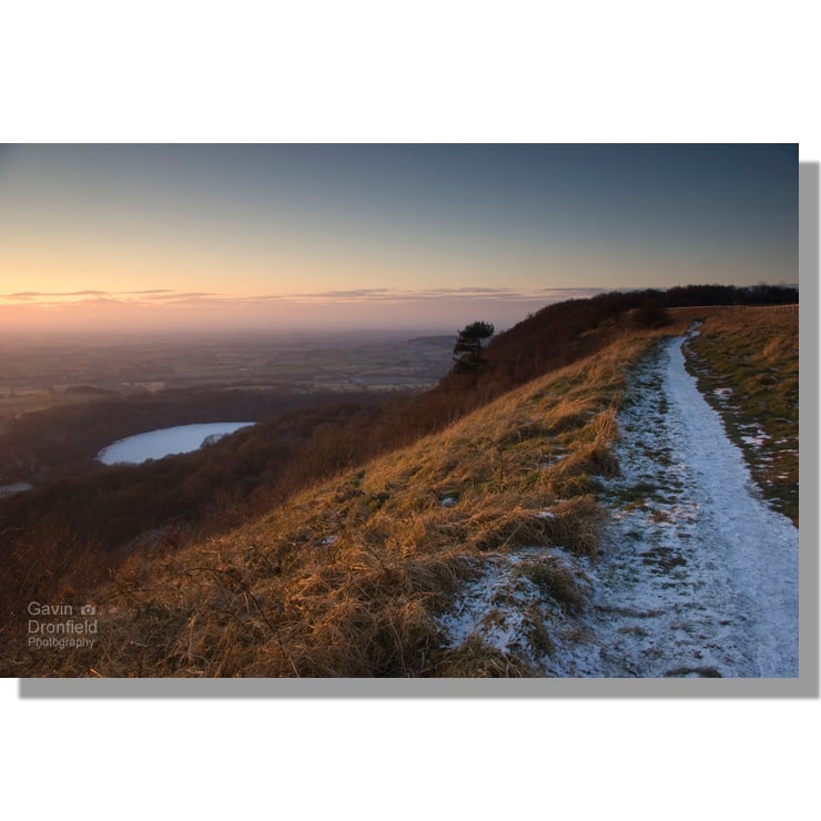 Winter sunset over Gormire Lake from Cleveland Way